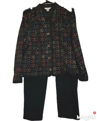 Christopher & Banks Rainbow Love Circle Blazer (Lg) Pantalón (14) Juego de 2 piezas  Foto 1 de 4