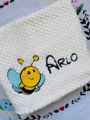 Bee personalised blanket|Coming Home Gift|personalised embroidered blanket - Image 1 of 4