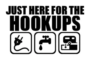 Just Here For The Hookups Wohnmobil Aufkleber #1 4""x6,5"" Farbe wählen - Bild 1 von 2