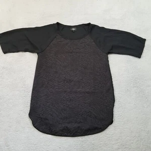 Mossimo Shirt Womens Small Black Short Sleeve Round Hem Long Ragland Ladies Top - Picture 1 of 17