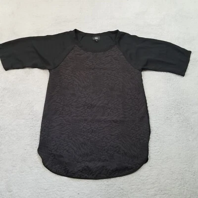 Mossimo Shirt Womens Small Black Short Sleeve Round Hem Long Ragland Ladies Top - Image 1 of 4