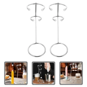 2 Pcs Stainless Steel Milk Froth Holder Office Travel Mixer Rack - Picture 1 of 12