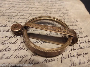 Antique Vintage Style, Brass Pocket Folding Optical Glass Magnifying Lens Loupe - Picture 1 of 10