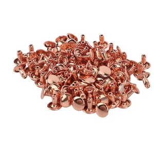 100 Sets Metal Studs Rivets Rose Gold Strong Luster High Hardness Metal Leather - Picture 1 of 24