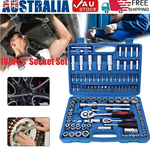 108PCS Tool Kit Socket Hand Set Ratchet Spanner 1/2" & 1/4" Metric Wrench Driver - Picture 1 of 17