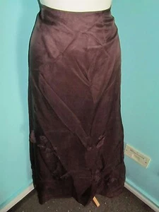 MONSOON LONG ANKLE LENGTH 100% SILK SKIRT BROWN SIZE 10 OVERLAID FLOWERS LINED - Picture 1 of 12