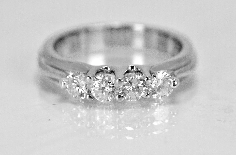 0.55ct Round Cut Diamond Prong Set Wedding Band Ring 14k White Gold  - Image 1 of 4