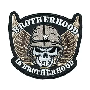 Brotherhood Is Brotherhood gestickter Bügelbild Patch Biker geflügelter Totenkopf Militär - Bild 1 von 2