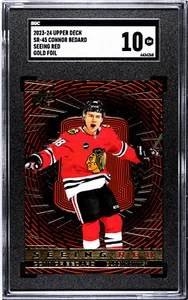Connor Bedard RC SGC 10 2023-24 Upper Deck Ext Series Seeing Red Gold Foil RC - Picture 1 of 2