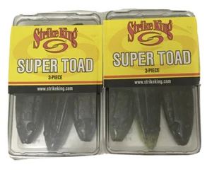 Two Packs of STRIKE KING 4" Super Toad. One Black And One Green Pumpkin/Chartrs - Picture 1 of 5