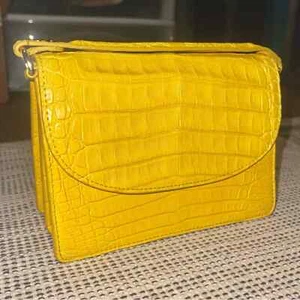 Maria Oliver | Borsa a mano manico superiore coccodrillo giallo Valencia - Foto 1 di 6