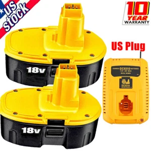 2 PACK 18V Ni-MH Battery w/ Charger For Dewalt 18 VOLT XRP DC9096 DC9098 DC9099 - Picture 1 of 13