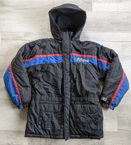 Vintage Reebok Youth Sz L Large 14-16 NBA 76ers Winter Zip Up Jacket Cover