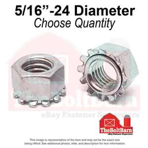 5/16"-24 Grade 2 Steel K Lock Nuts Zinc Clear Fine Thread (Pick Quantity) - Picture 1 of 7