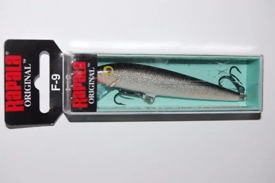 rapala f-9 silver black back floating minnow original f09 s  3 1/2"   3/16oz - Image 1 of 3