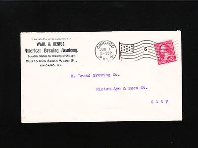 Wahl & Henius American Brewing Academy Chicago Flag S 1897 Cover to Brand Brew Ð - Image 1 of 2