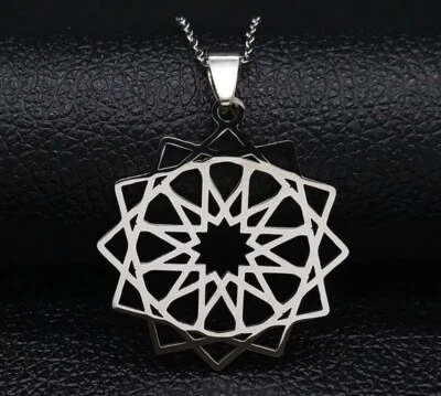 Ciondolo Pendaglio Collana Amuleto Esagramma Loto Geometria Sacra Moda Unisex  - Immagine 1 di 4