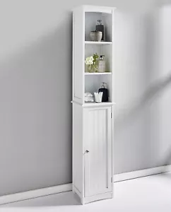 Tall White Bathroom Cabinet Shelf Storage Unit - Picture 1 of 4