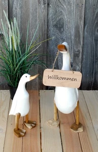 Lauf-Ente aus Holz, weiß, H: ca. 45 cm, Laufente, Deko, Entenwirt - Bild 1 von 5