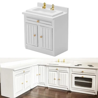 Casa di bambole In Miniatura 1/12th Scala Montato Lavello Della Cucina - Immagine 1 di 4