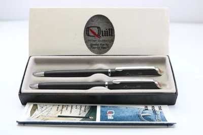 Vintage Quill Matt Black Ballpoint & Mechanical Pencil (Cased & Refills) - Image 1 of 4