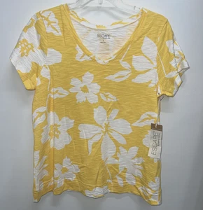 Escape by Habitat Women's Short Sleeve Shirt, 100% cotton, Yellow Floral, Small - Picture 1 of 6