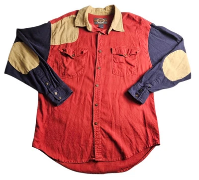 Vtg 90s Cahoots Western Classics Shooting Shirt Mens L Colorblock Outdoors  - Image 1 of 4