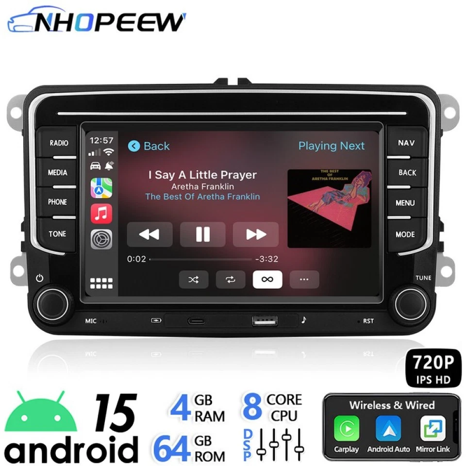 8Core 4+64GB Android Radio CarPlay GPS Type-C USB Für VW T6 Transporter Multivan - Bild 1 von 4