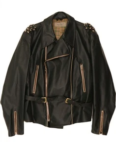VINTAGE Damen Biker Lederjacke EU 54 5XL schwarz DA35 - Bild 1 von 4