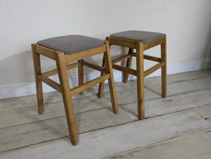 Vintage Retro Stackable Stools with fabric seat Pair 2 FREE POSTAGE  - Picture 1 of 19