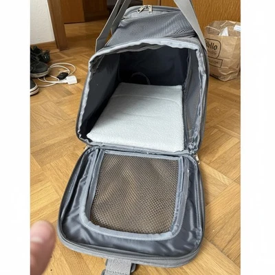 Transporttasche Katze Hund, faltbar, Tragbar, Grau, 43x28x28cm, bis 5kg - Bild 1 von 4