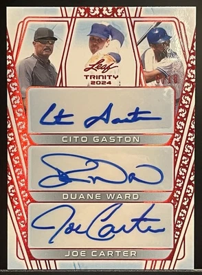 2024 Leaf Trinity Triple Auto Gaston / Ward / Carter Red /10 Blue Jays 1993 WS - Image 1 of 2