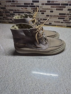 Bota Sperry High Top Para Mujer Cremallera Marrón Lona Talla 8 Foto 1 de 4