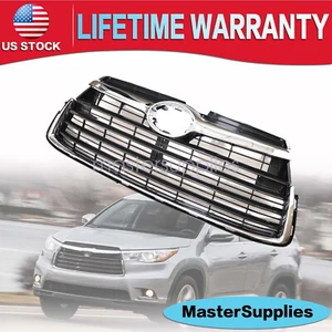 Fits For 2014-2016 Toyota Highlander Chrome Front Bumper Upper Grill Grille ABS - Picture 1 of 13