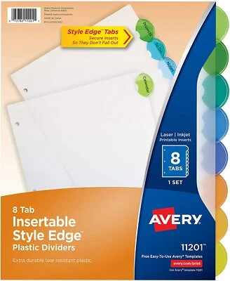 Avery Insertable Style Edge Tab Plastic Dividers, 8-Tab, Letter 11 x 8.5 Avery - Image 1 of 4