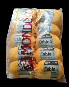lotto GOMITOLI 50 gr. CABLE' 8 100% Puro Cotone giallo sole by Mondial - Foto 1 di 8