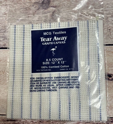 VTG Cross Stitch Embroidery GRAPH CANVAS 12x12 MCG TEXTILES 8.5 count Tear Away - Image 1 of 3