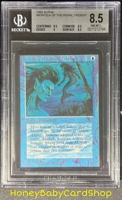 MTG Limited Edition Alpha 1993 Merfolk of the Pearl Trident BGS 8.5Q++ (BQuad++) - Image 1 of 4