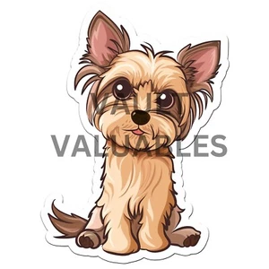 Cartoon Yorkie Aufkleber - Aufkleber - Mini wasserdicht Vinyl Aufkleber - Yorskire Terrie - Bild 1 von 2
