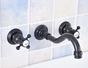 Black Bronze Wall Mounted Bathroom Tub Sink Basin Faucet Sink Mixer Tap ysf499 - Picture 1 of 7