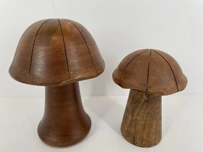 CARVED WOOD MUSHROOMS FIGURE SCULPTURE WOODEN - Image 1 of 4