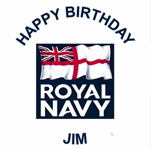 7.5 INCH ROUND ROYAL NAVY FLAG BLUE ICING/RICE PAPER CAKE TOPPER - Picture 1 of 1