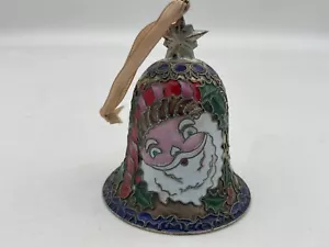 Vintage Emaille Cloisonne Glocke Weihnachtsmann 4 1/4" hoch - Bild 1 von 8