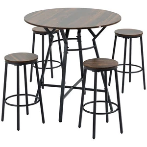 High Top Table and Chairs for 4 Dining Room Bar Set for Apartment Pub & Kitchen - Picture 1 of 9