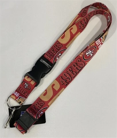 San Francisco 49ers Team NFL Dynamic Lanyard Key Ring Keychain w/ Safety Clip Cover