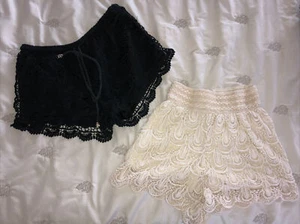 Ladies Unbranded Lace Boho Shorts Size XS/S Lot Of 2 - Picture 1 of 5