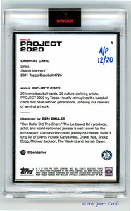Topps Project 2020 #1 Ichiro by Ben Baller Artist Proof SSP 12/20 Silver Framed