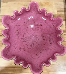 VINTAGE GROSSE MURANO ITALIEN Cranberry WIRL FLAKE MITTELSTÜCK KUNST GLASSCHALE - Bild 1 von 13