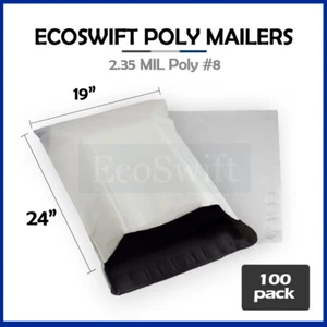100 19 x 23 ECOSWIFT WEISSE POLY VERSANDTASCHEN VERSANDUMSCHLÄGE SELBSTVERSIEGELNDE TÜTEN - Bild 1 von 5