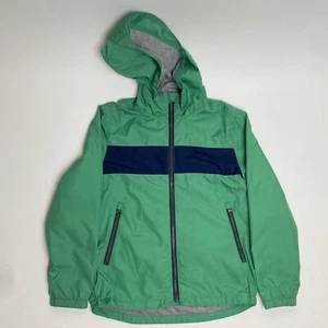 GAP Kids Boys Windbreaker Green Blue Jersey Lined Windbuster Hood Jacket Size M - Picture 1 of 5